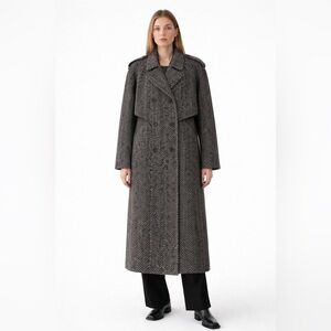VINTAGE - Wool-blend Multitone Herringbone Coat